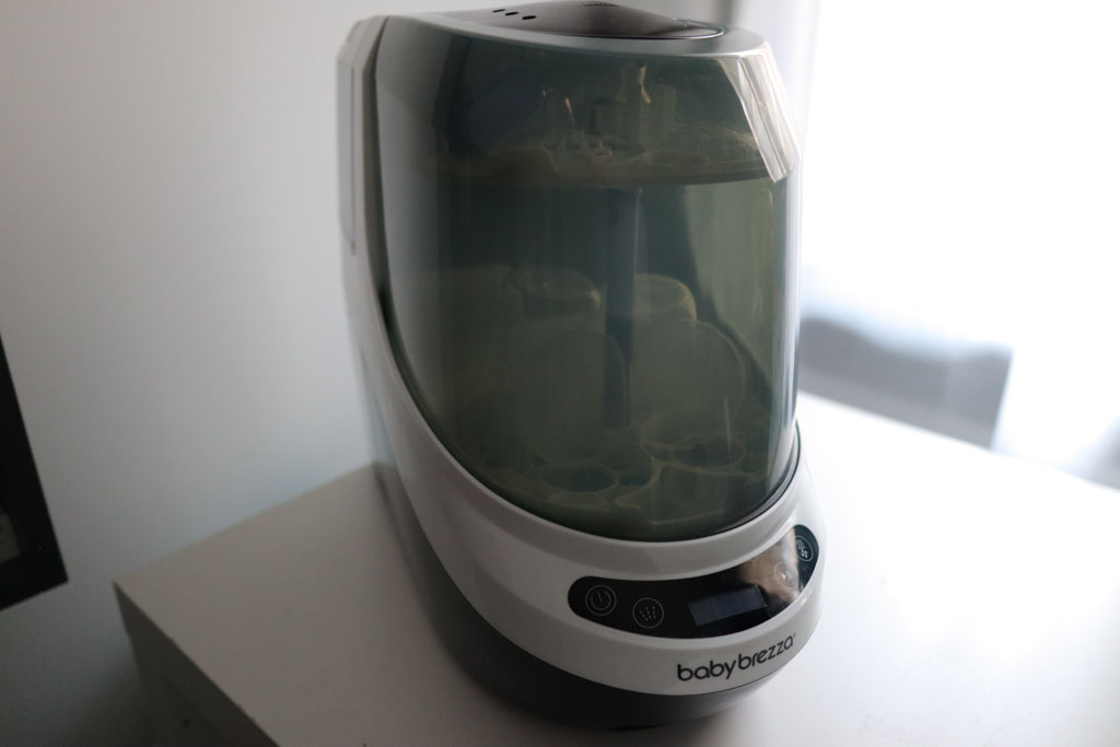 The hangout spot for the Baby Brezza Bottle Washer Pro in our home.